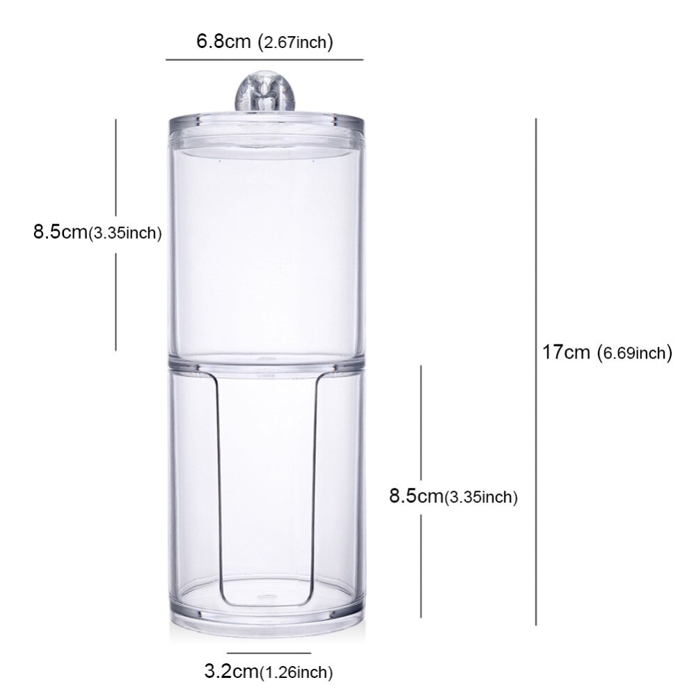 Two-layer Acrylic Portable Round Container Storage Bottles & Jars Makeup Organizer Cotton & Pad Box Cosmetics Swab Q-tip Holder