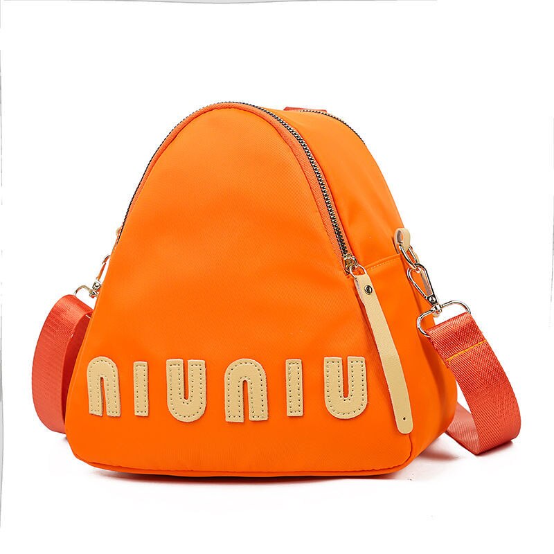 Multifunctional Oxford cloth messenger bag women's casual waterproof nylon bag triangle travel shoulder bag travel shoulder bag: Orange