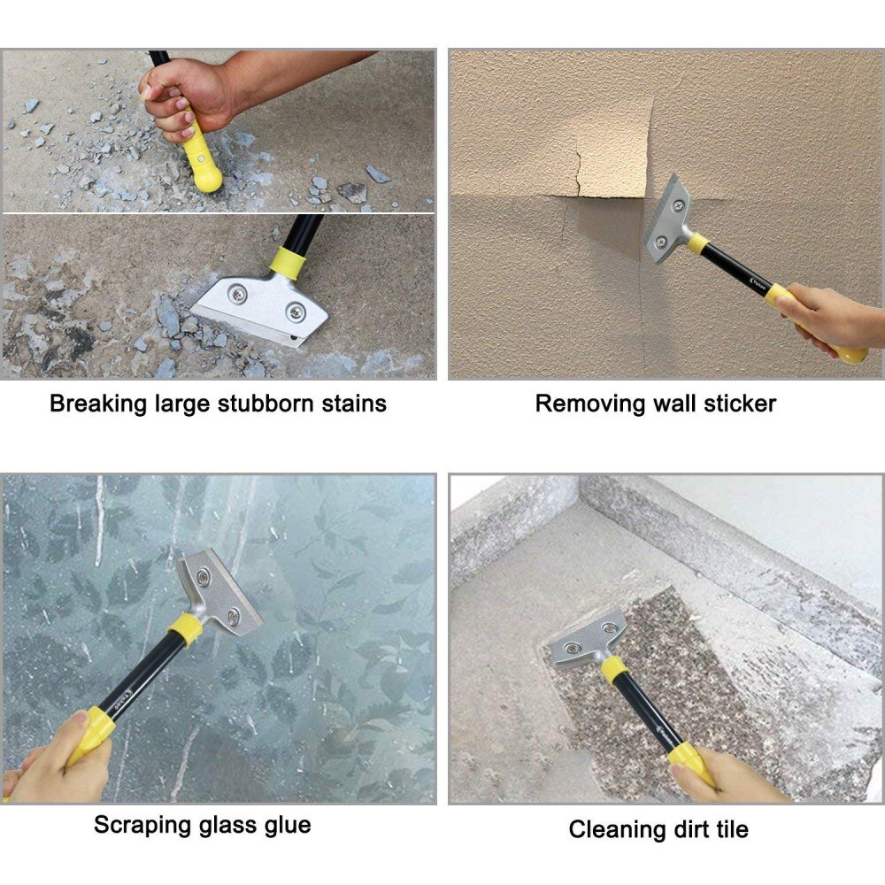 Heavy-Duty Long-Handled Scraper Wallpaper Stripping Tool Cleaning Glass Tool Scraper Floor Tile Remover Mini Razor Scraper Tool