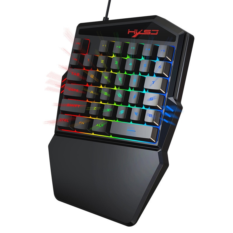 Teclado de una sola mano para videojuegos, juego de 35 teclas RGB retroiluminado, miniteclado portátil para PC, PS4, Xbox, Gamer para Win