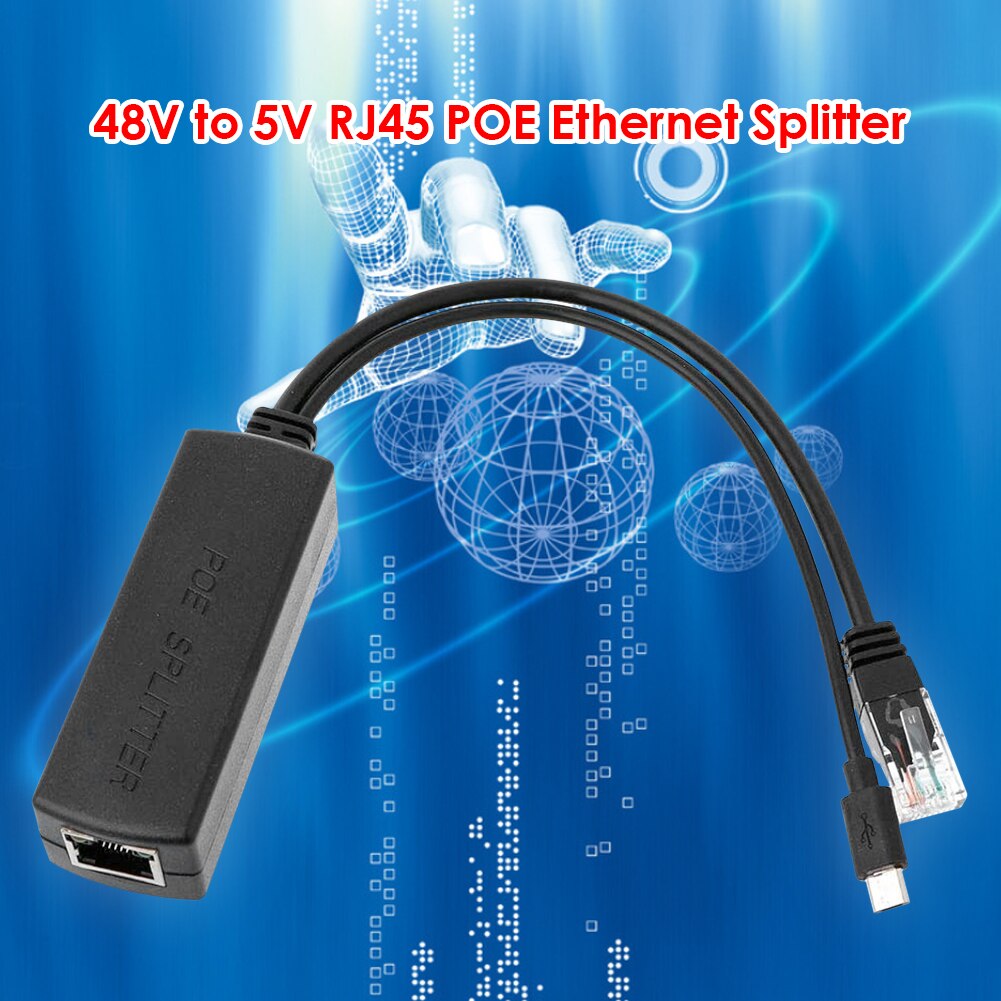 Quick Release Lightweight Splitter RJ45 POE Ethernet Power Over 48V to 5V Micro USB 2.5KV Portable for Raspberry Pi