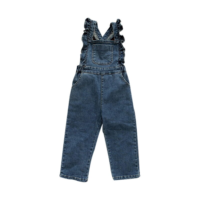 Meninas macacão denim macacão para crianças menina suspender calças primavera outono calças da criança menina jeans macacões: Azul / 90cm