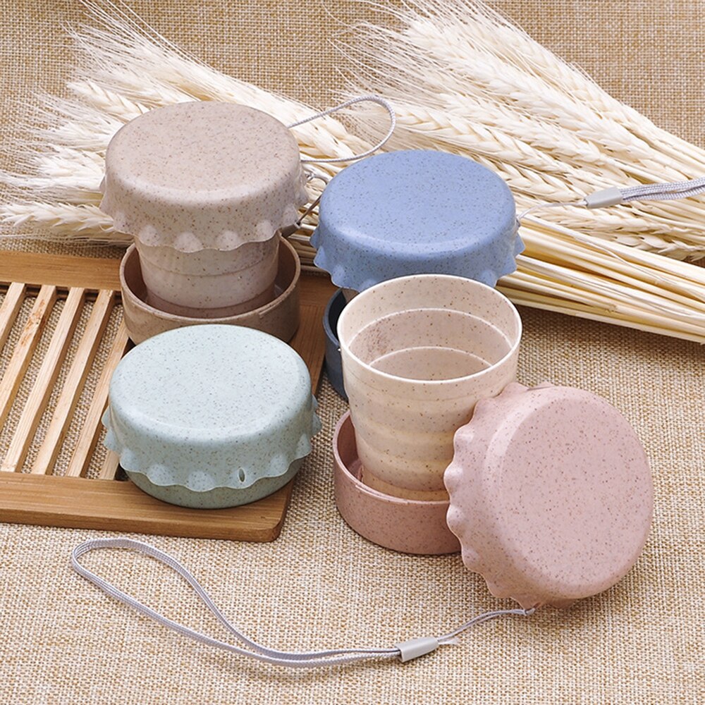 Draagbare Plastic Stro Stro Telescopische Opvouwbare Drinkbeker Vouwen Reizen Camping Handig te dragen Plooien plat