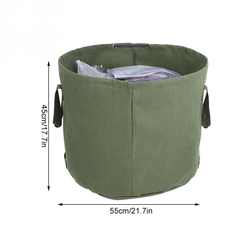 Portable Waterproof Reusable Canvas Garden Lawn Leaf Trash Waste Bag Container Storage Tote