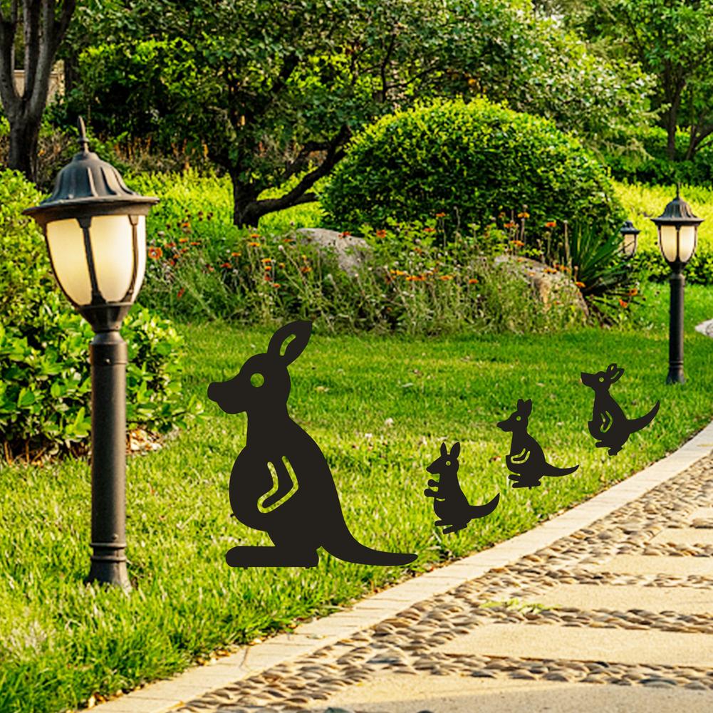 Kangaroo Yard Art Garden Statues Backyard Lawn Stakes Kangaroo Family Yard Decor Garden Decoration Outdoor Garden Ornaments