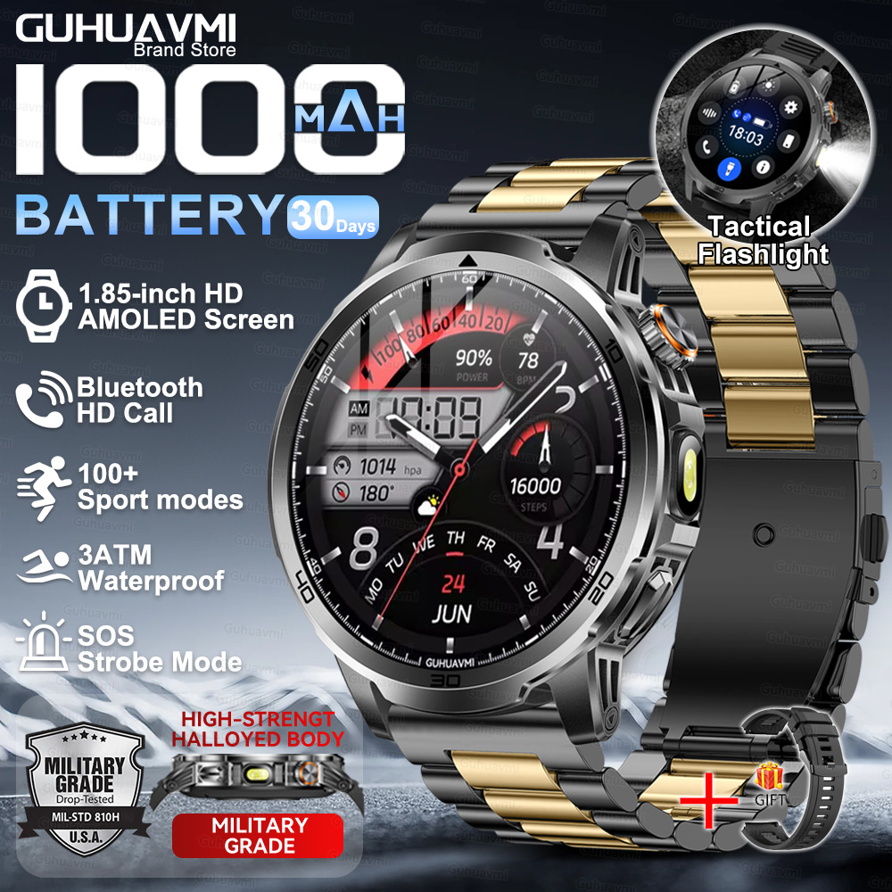 2026nuovo T-REX3 Astuto Della Vigilanza fitness Orologio 1000mAh Batteria di Grandi Dimensioni 10ATM Torcia Elettrica Impermeabile BT Chiamata di fitness Uomini sport Smartwatch