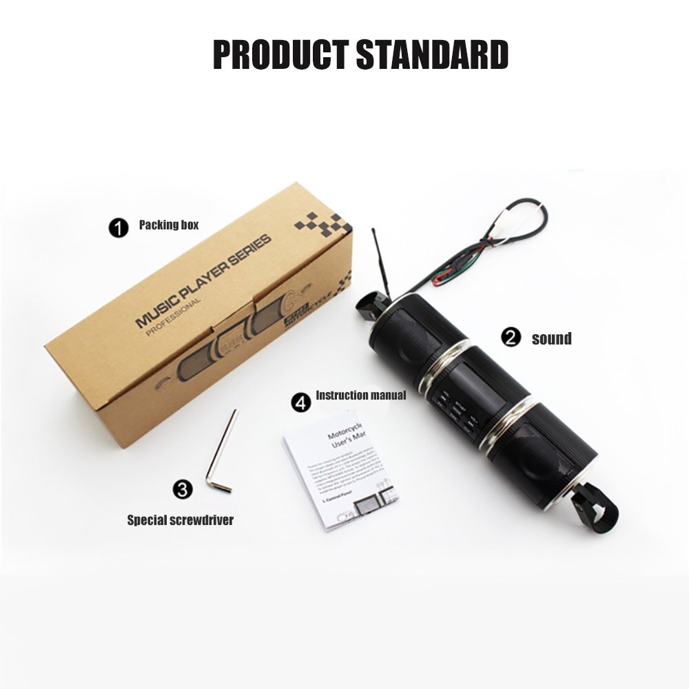 Motorcycle Bluetooth Music Player MP3 Waterproof Motorcycle Stereo Speaker MT487 FM Radio Adjustable LED Screen