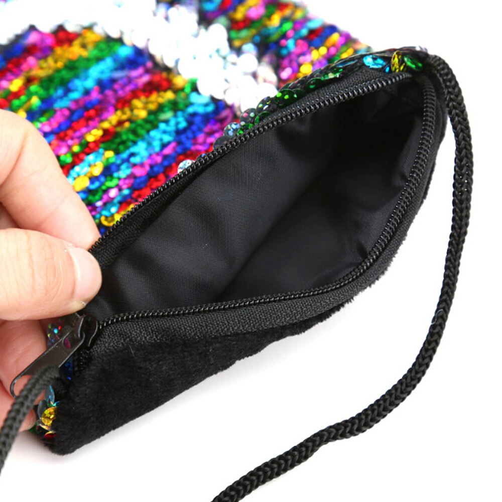 Porte-monnaie à paillettes pour enfants porte-monnaie à une épaule bandoulière portefeuille filles lanière Sequin petits sacs carrés sacs à main