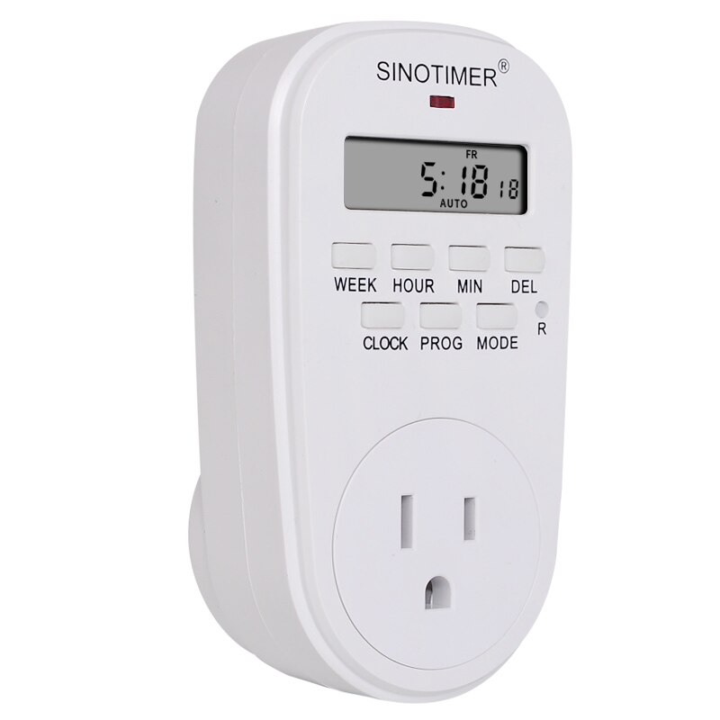 US Plug Outlet Electric 7 Day Weekly Programmable Digital Timer Socket Plug Switch Time Relay Wall Clock Power AC 120V 60Hz