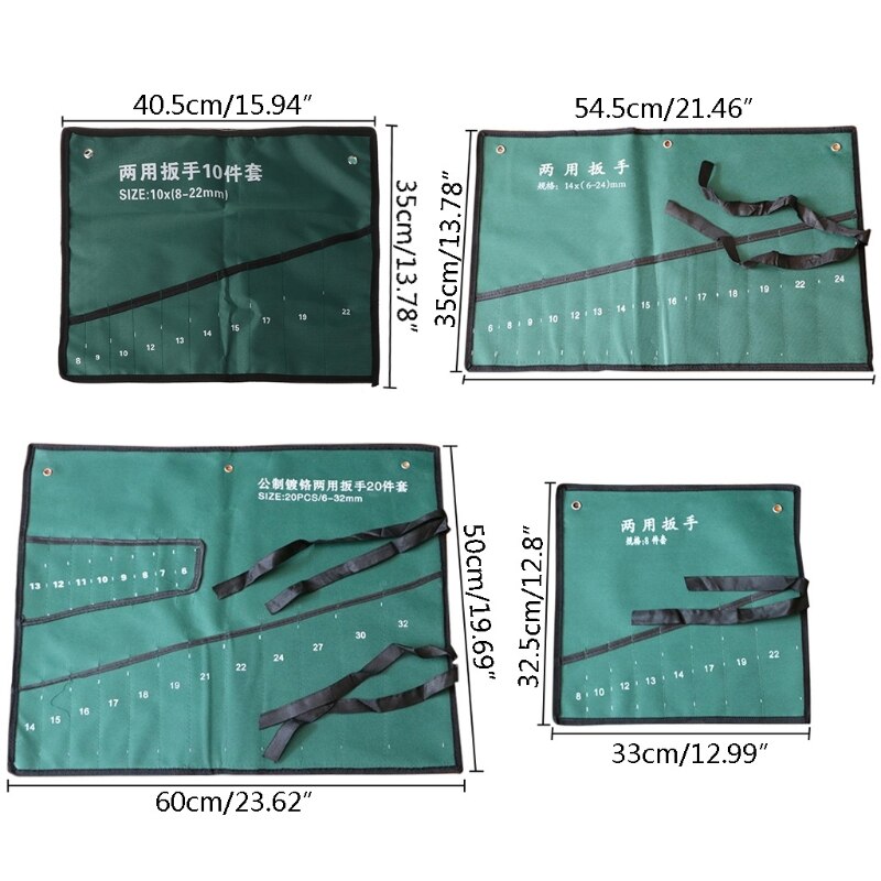 8/10/14/20 Bundled Canvas Tool Bag Pockets Roll Up Wrench Tools Storage Organizer Bag Canvas Spanner Wrench Organizer Pouch Case