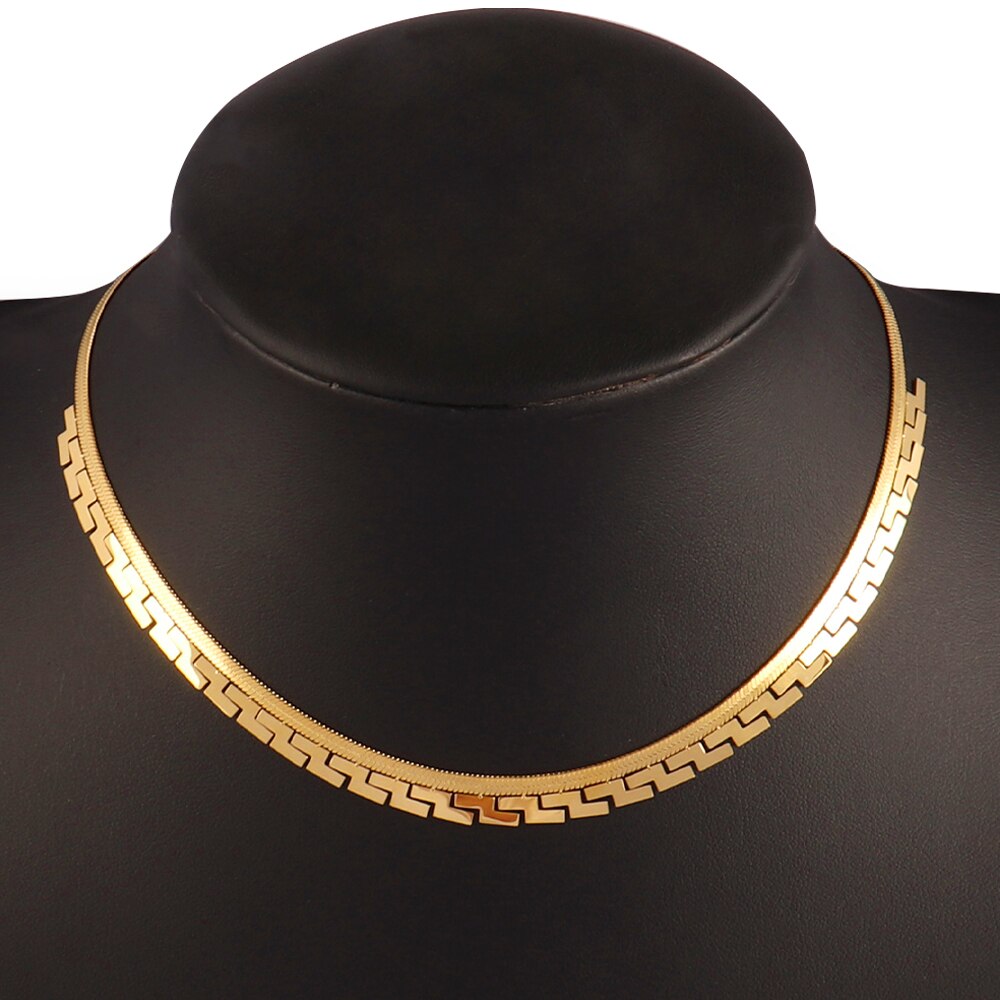 Trendy Stainless Steel Necklace For Women Gold Silver Color Round Geometric Pendant Necklace Choker Snake Chain Necklace Jewelry