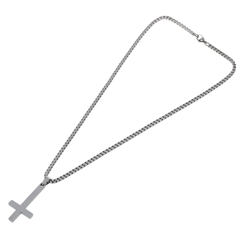 Silver 316L Stainless Steel Inverted Cross Titanium steel Pendant Necklace Lucifer Satan Vintage Punk Jewelry