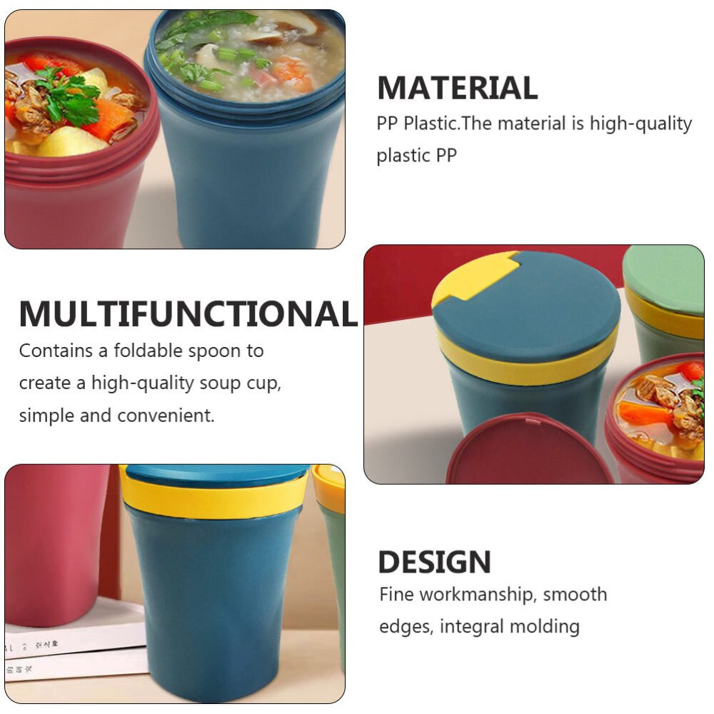 450ML Microwaveable Soup Cup Soup Container with Lid Spoon for Friends Family