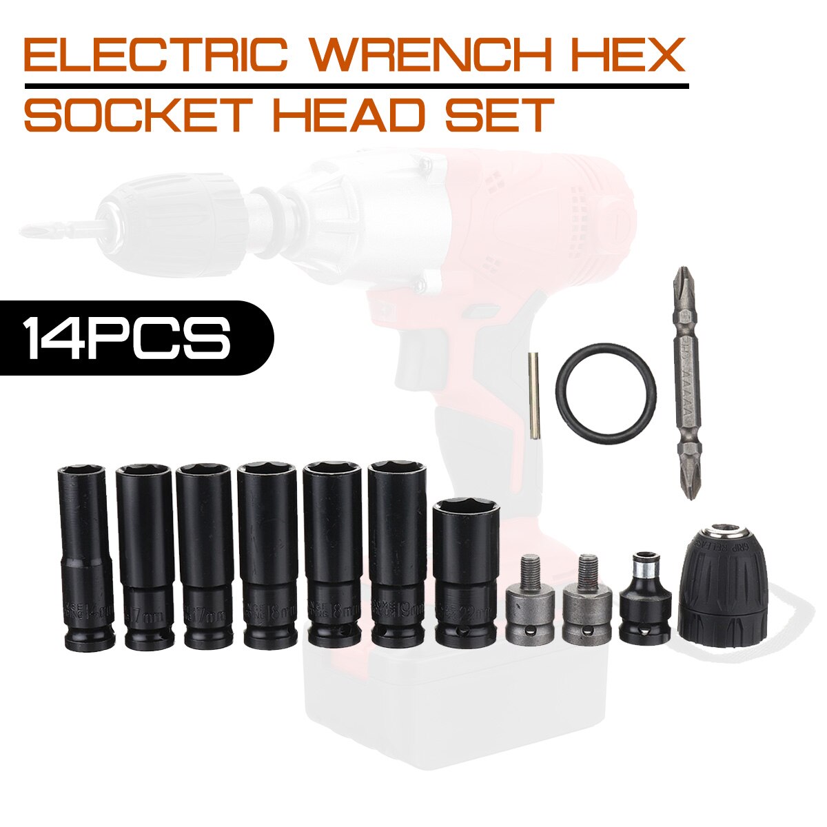 Elektrische Wrench Schroevendraaier Hex Socket Head Kits Set Voor Slagmoersleutel Boor Elektrisch Gereedschap