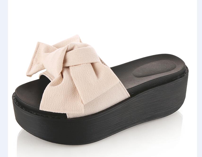 SHIDIWEIKE pajarita grande mujer playa Flip Flops sandalias de verano antideslizante zapatillas Sandalias de plataforma tamaño 34-39 B768