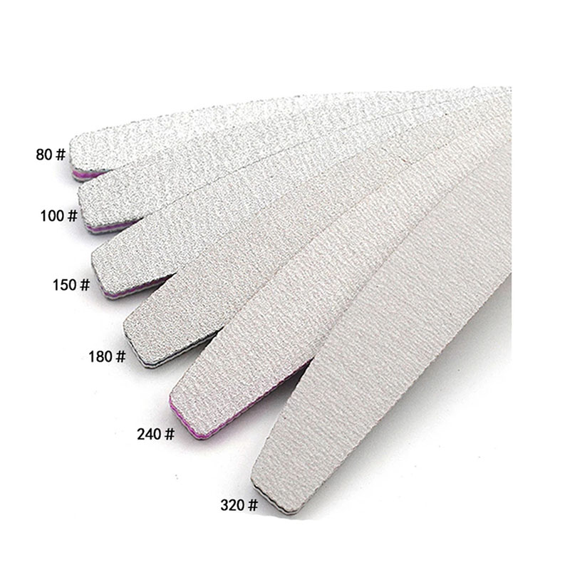 Limas de uñas profesionales, papel de lija fuerte y grueso 100/180, pulidor para manicura, lijado de media luna, lima de uñas,