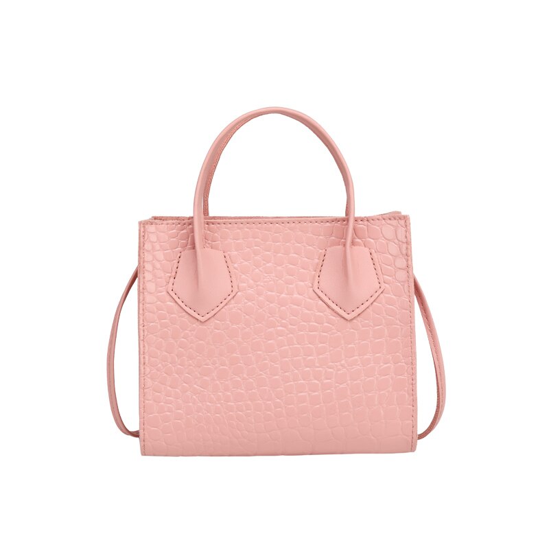 Senhora doce padrão de crocodilo couro do plutônio bolsa tote feminino jacaré quadrado crossbody mensageiro saco de moda bolsa de ombro: Rosa