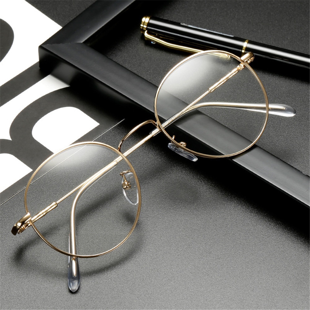 1 ud. De gafas redondas de Metal Vintage de gran tamaño, montura de gafas ópticas, montura de gafas de visión, gafas de cuidado, antirreflejo