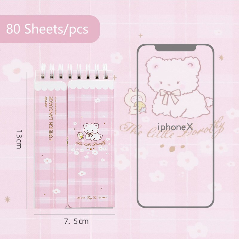 Kawaii 80 hojas portátil de idiomas extranjeros libro de palabras memoria de vocabulario cuaderno de estudio de dibujos animados planificador Colegio papelería: 2