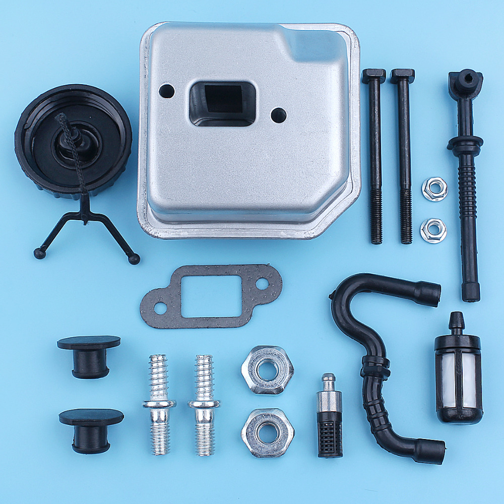 Schalldämpfer-auspuffschalldämpfer-set für stihl 018 ms180 017 ms170 ms 180 170 ms180c ms170c kettensägenstange, bolzenmutter, heizölfilterlinie