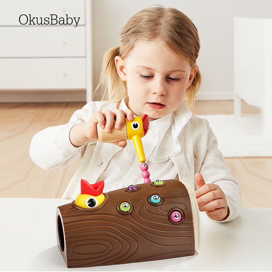 Cartoon Specht Magnetische Vangst De Worm Dier Voeden Kleine Vogels Kinderen Opvoeden Vissen Speelgoed Kit Kids Set