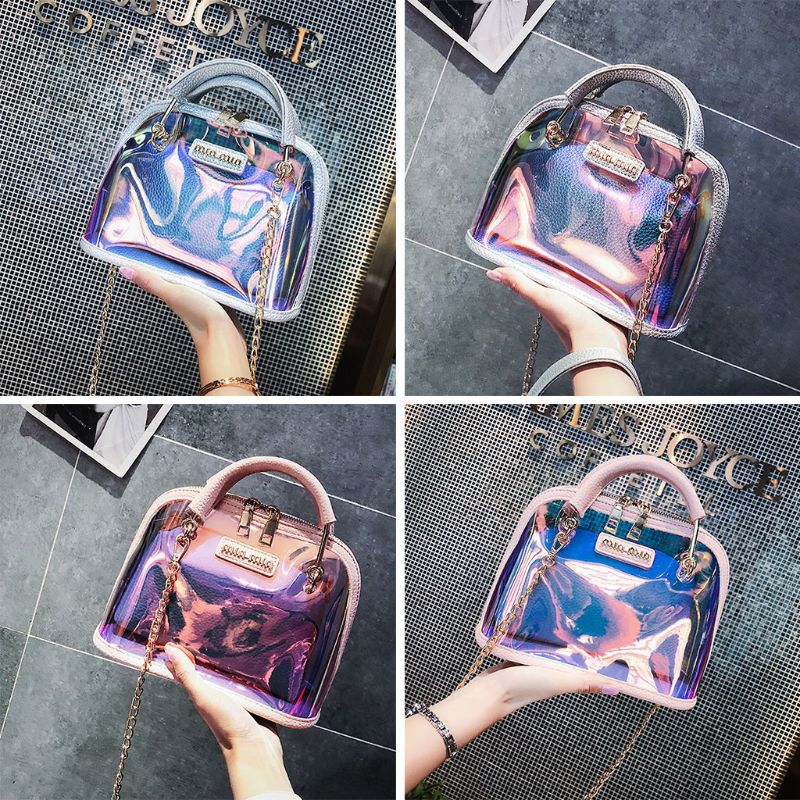 Vrouwen Holografische Transparante Kleine Handtas Satchel Messenger PVC Crossbody Schoudertas Purse