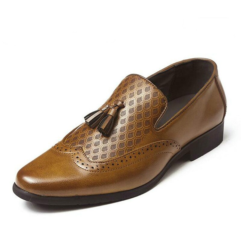 Scarpe eleganti da uomo da uomo Bullock scarpe da uomo in pelle retrò scarpe a punta marrone nere scarpe formali da uomo 569: Brown / 10