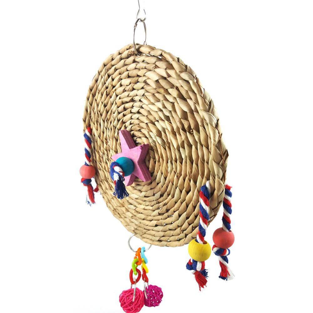 Parrot supplies bird toy scratching toy hand-knitted bite toy straw bite toy parrot supplies birdcage accessories pet supplies