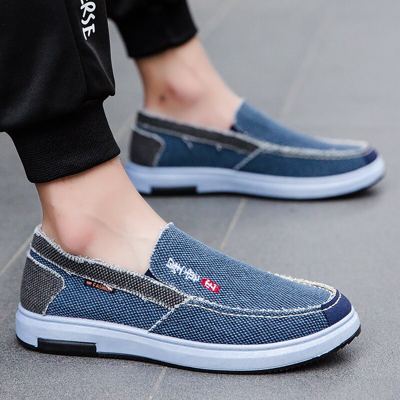 Hommes toile chaussures confortable toile chaussures hommes chaussures décontractées hommes mocassins plats chaussures hommes noir hommes chaussures baskets