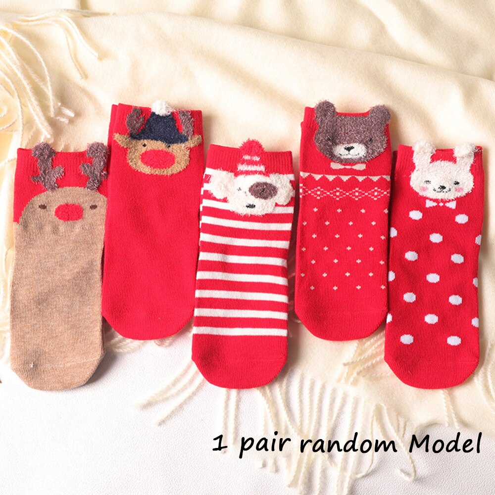 Babysokken casual winter kerstsokken dieren cartoon patroon sokken katoen houden warm meisjes jongens schattige antislip sokken kerst: Meisje-m