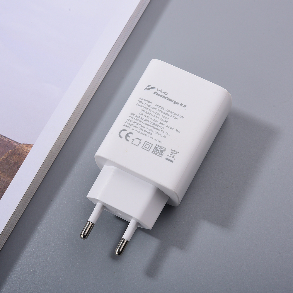 33W Flashcharge 2.0 Fast Charger EU Power Adapter 100cm USB Type C Data Cable For Vivo X60 X50 X30 X27 Pro S9e iQOO Z1x Neo 855: EU charger only