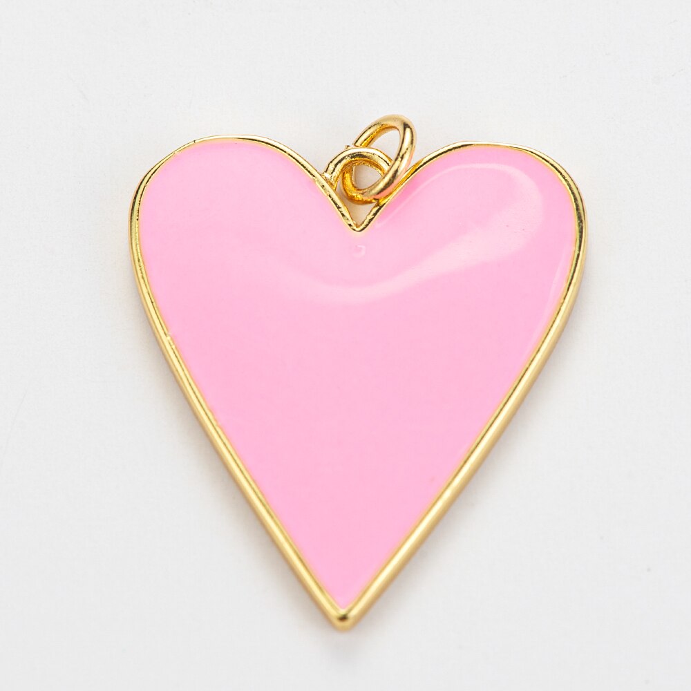 10 Kleuren Grote Emaille Hart Hanger Unieke Gouden Kleur Koper Romantische Liefde Bedels Voor Ketting Sieraden Maken Leuke Accessoires