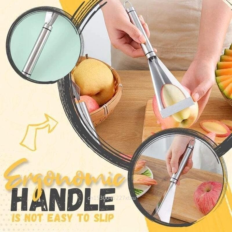 Couteau à découper les pommes Triangle de cuisine, couteau à pousser en acier inoxydable grattoir à éplucher Chef plateau de fruits artefact moule à découper les aliments