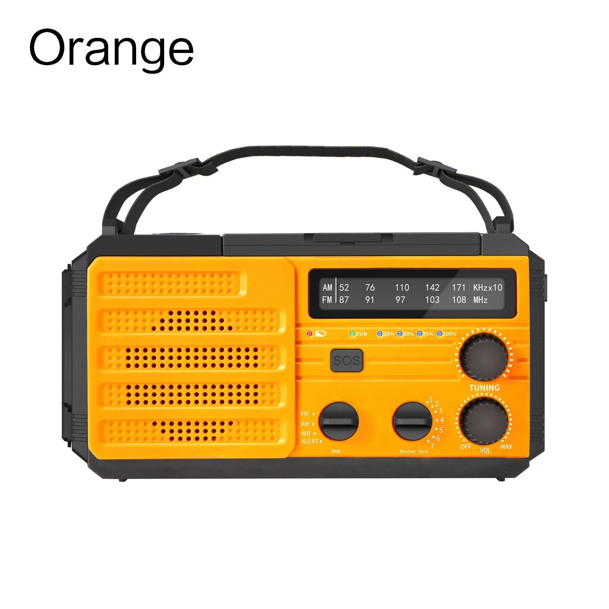 Rádio meteorológico de emergência multifuncional rádio fm am wb manivela solar carregamento usb 2000mah power bank lanterna led tocha: Branco