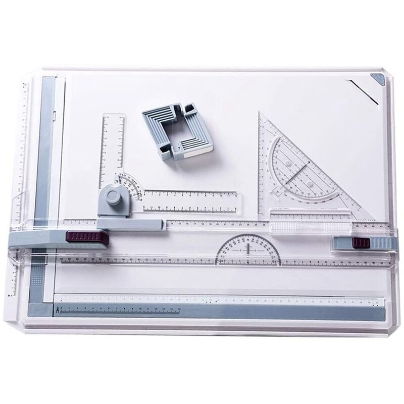 A3 Multi-Function Drawing Board Tools Drawing Board Adjustable Parallel With Clear Rule Graphics Angle Measurement: Default Title