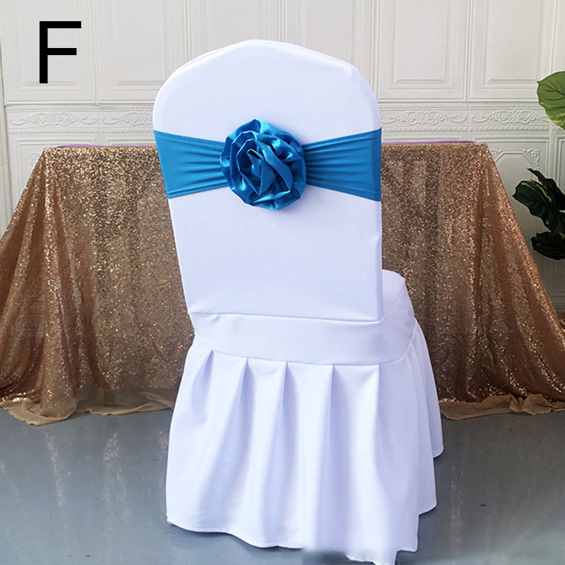 Elastische Polyester Stoel Band Bow Sash Stretch Stoel Sjerp Band Met Grote Bloem Voor Banket Hotel Bruiloft Verjaardag Party Decoratio: F