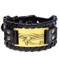 Trendy Verstellbar Alte Leder Armband für Männer Auge von Horus Symbol Wicca Amulett Armbänder Vintage Talisman Schmuck: -bronze