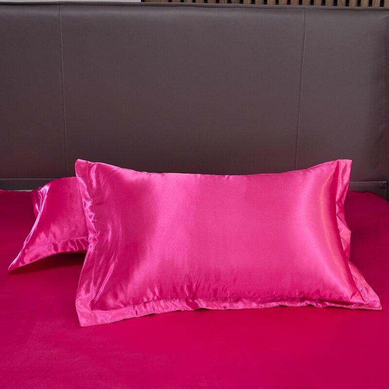 1Pc Emulatie Zijde Satijn Kussensloop Kussensloop Zijden Kussensloop 48X74Cm Diverse Kleuren Te Kiezen Standaard/Queen: rose red
