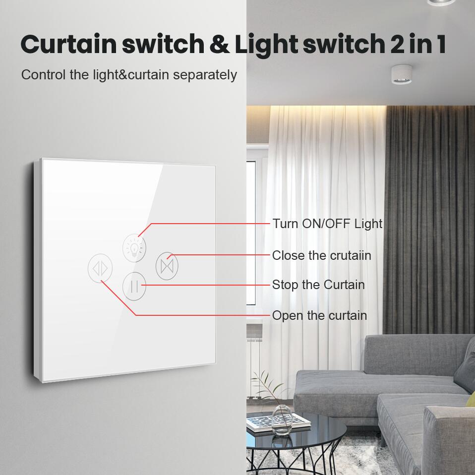 AVATTO – interrupteur de rideau lumineux WiFi Tuya, pour moteur électrique, volet roulant/stores, domotique intelligente, fonctionne pour Alexa,Google Home