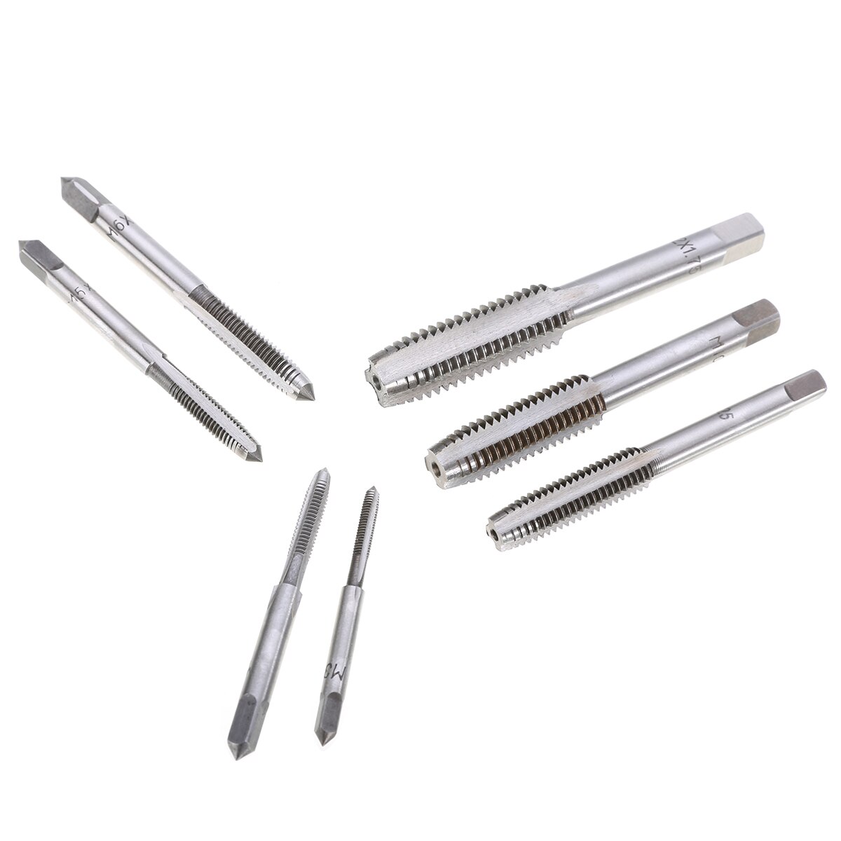 7pcs HSS Metric Thread Tap Tapper Set Right Hand 0.5mm-1.75mm Pitch M3 M4 M5 M6 M8 M10 M12 For Woodworking Tools