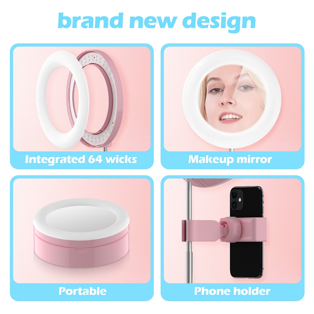 LED Makeup Mirror Dimmable LED Selfie Live Ring Fill Light Standing Mirror Adjustable Photography RingLight Vanity Mirrors