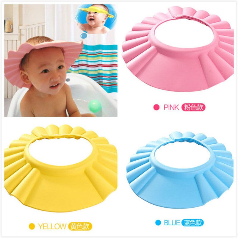 Gorro de champú ajustable para bebé, gorro de ducha de baño seguro, protector para el cabello para niños, gorros divertidos elásticos ajustables de 37-42cm