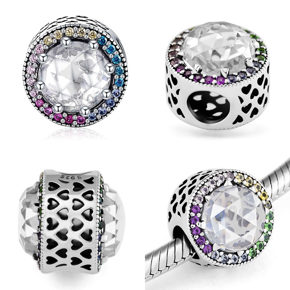 925 argento Colorato di Cristallo DELLA CZ Branelli di Fascino Del Pendente Per La Misura Originale Pendenti E Ciondoli Braccialetti Sterlina Originale Braccialetto Monili Che Fanno FAI DA TE