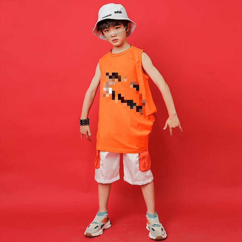 Vêtements Cool Hip Hop pour enfants, hauts amples irréguliers, t-shirt, Shorts décontractés pour garçons, Costumes de carnaval Jazz, vêtements de rue