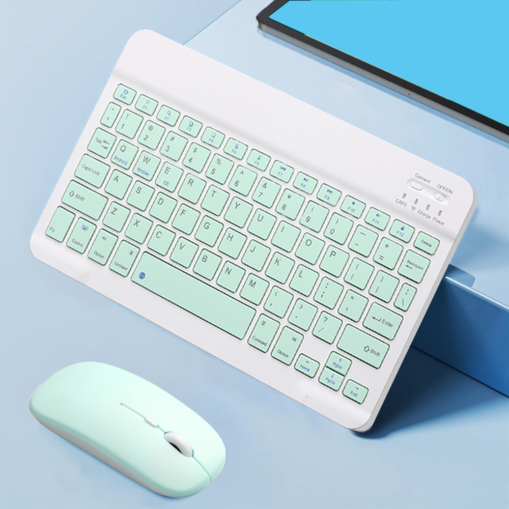 Bluetooth-kompatibel Tastatur und Maus Für iPad Xiaomi Tablet Mini Drahtlose Wiederaufladbare Tastatur Für Android IOS Windows: green