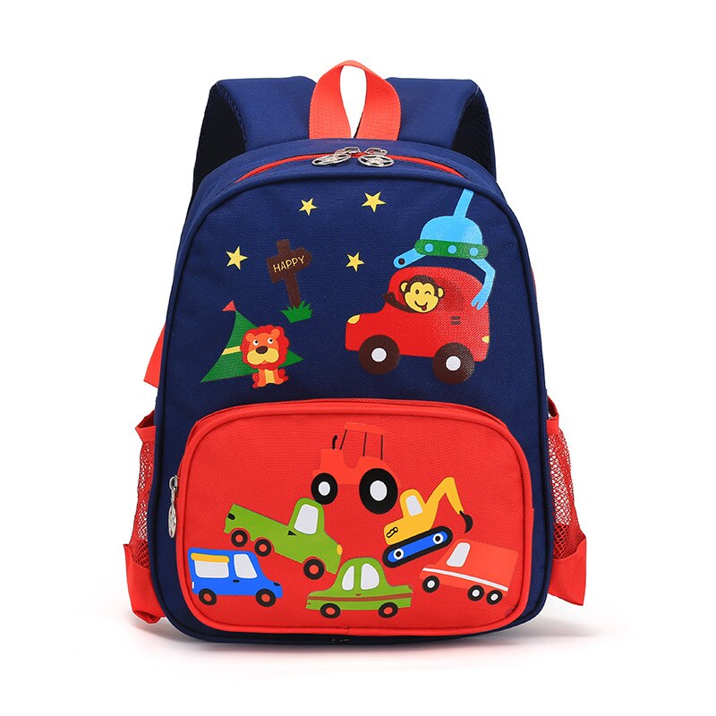 Mochila ligera con estampado para niños, morral escolar con dibujos animados del mundo, impermeable: Red Car