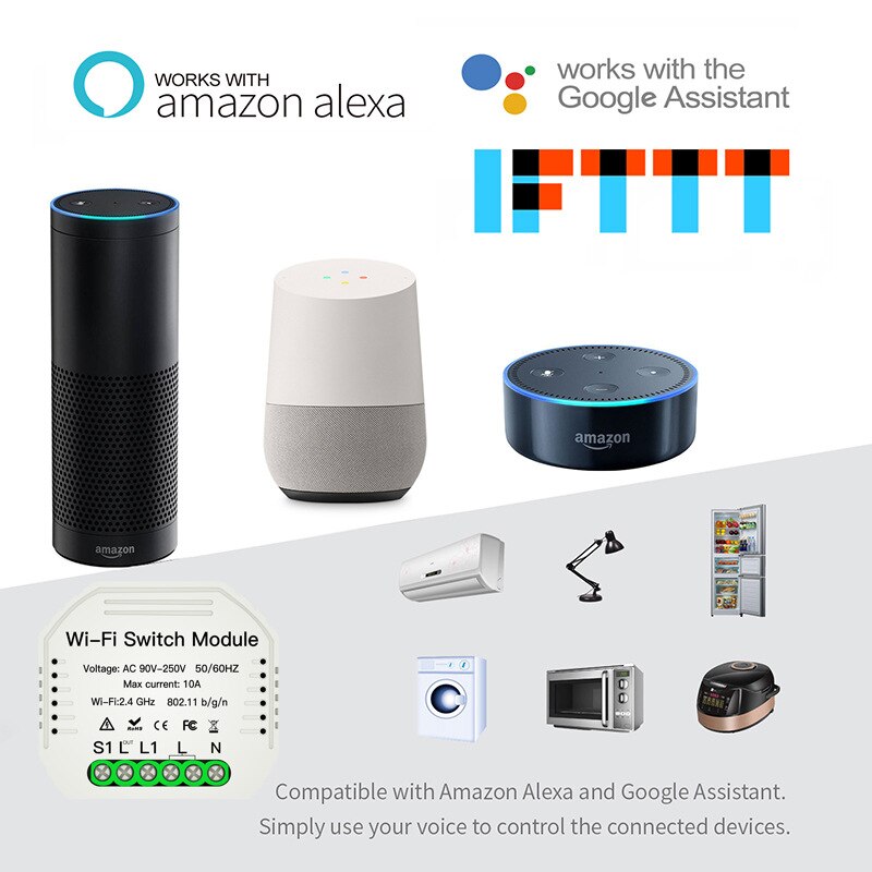 Älykäs wifi-kytkin langaton katkaisija päälle / pois valoajastimen tuki eu / uk kytkinrasia diy-moduuli toimii alexa google home
