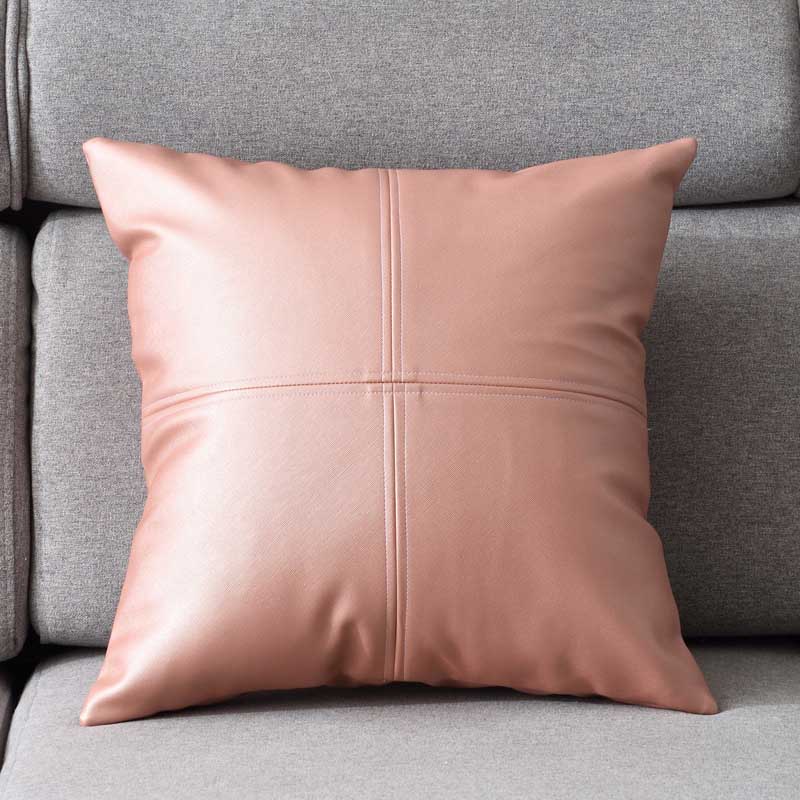 1pcs Sofa Bench Seat Pillow Leather Stitching Insert Filling Cushions 45x45cm: pink / Cover