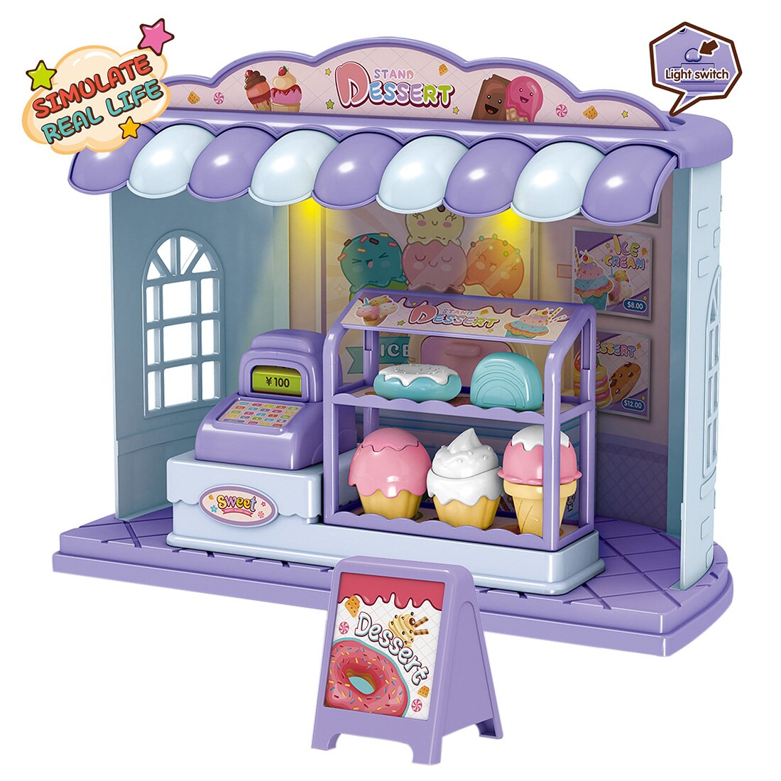 Jouets Ecoiffier – Plateau Glaces 100% Chef – 13 Pièces – Imitation Alimentaire – Dès 18 Mois – Fabriqué En France