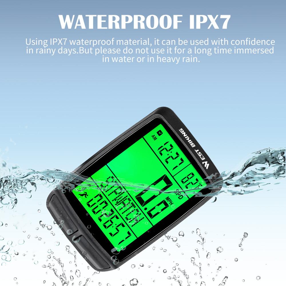 WEST BIKING 5 Language LED Bicycle Computer Wireless IPX7 Waterproof Cycling Bike Odometer Stopwatch Speedometer Bike Computer